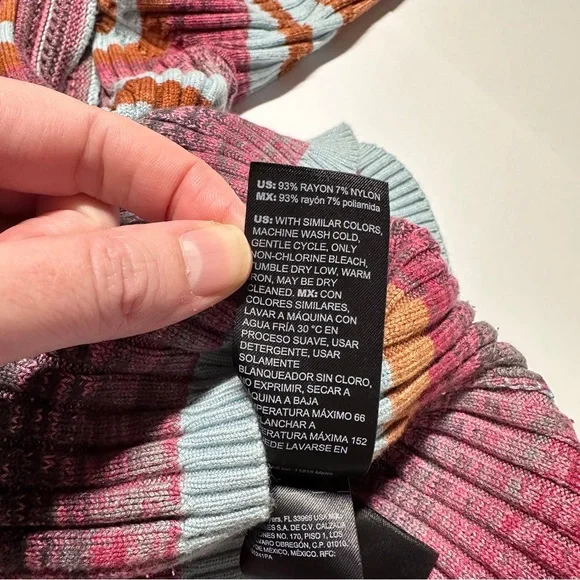 WHBM Spacedye Colorful Striped Knit Henley Top Large - Picture 6 of 9